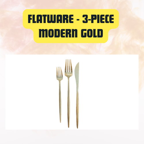 Supplier product photograph: Flatware 3-Piece Modern Gold Set